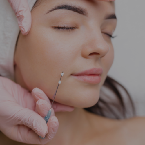 Zen Luxe Med Spa Aesthetic Services with Injector Resha A woman getting a pdo thread lift on face.