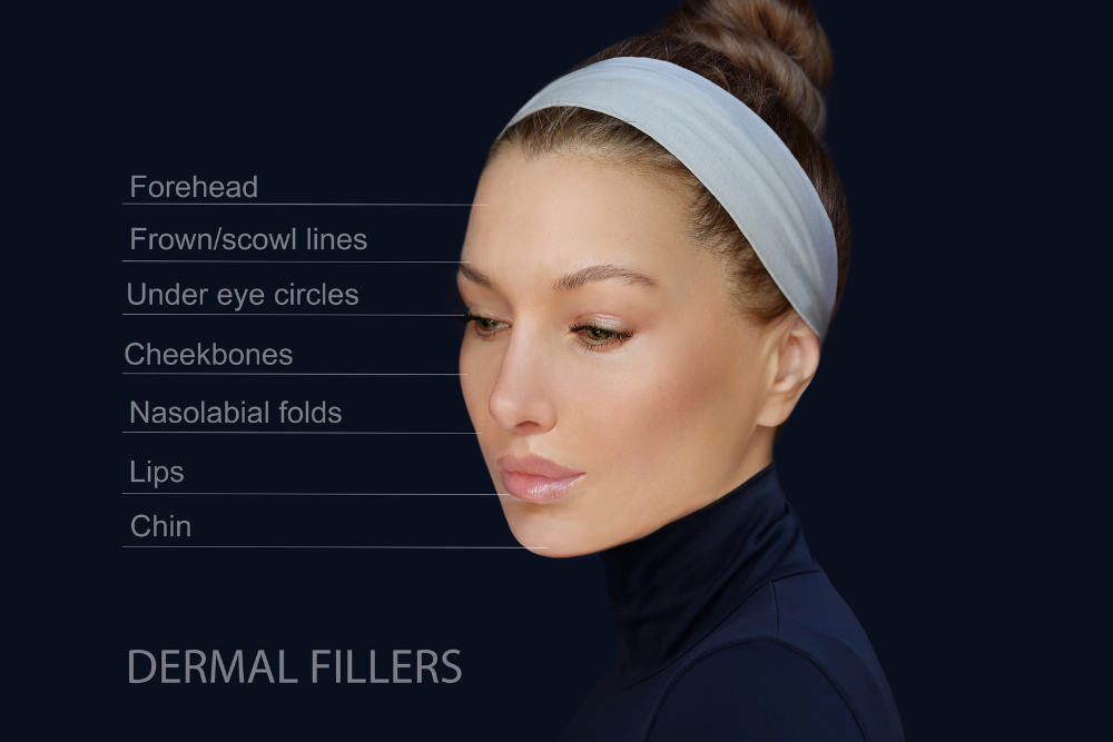 facial balancing dermal fillers chart of locations