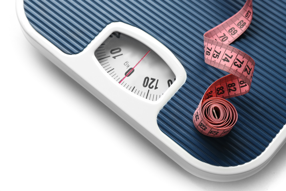 scale and measuring tape used at Zen Luxe Medspa and IV Lounge for Prescription Weight Loss Management