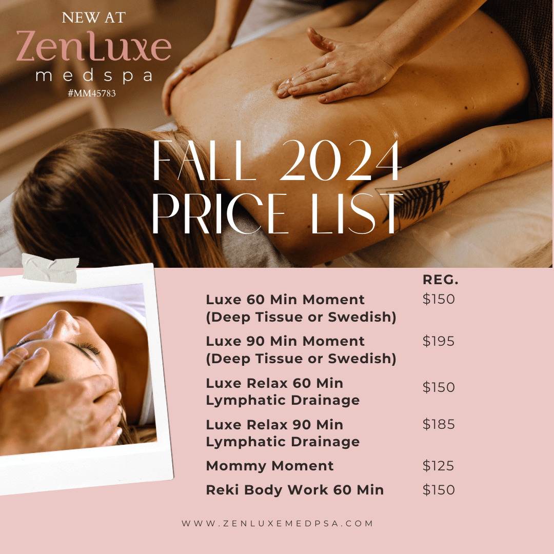 prices for massage services in coral springs at Zen Luxe Med Spa